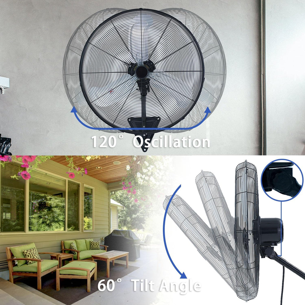 30' Wall Mount Fan, 9500CFM Heavy Duty Wall Fan with 3-Speed & Adjustable Tilt, 30 Inch High Velocity Industrial Oscillating Fans for Garage, Factory, Patio, Indoor, Porch, Shop & Commercial Use