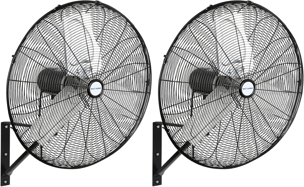 BILT HARD 6500 CFM 24in. High Velocity Industrial Wall Mounted Fan, 3-Speed Oscillating Heavy Duty Air Circulator for Commercial Use, Garage, Warehouse, Factory and Jobsite, 2 Pack