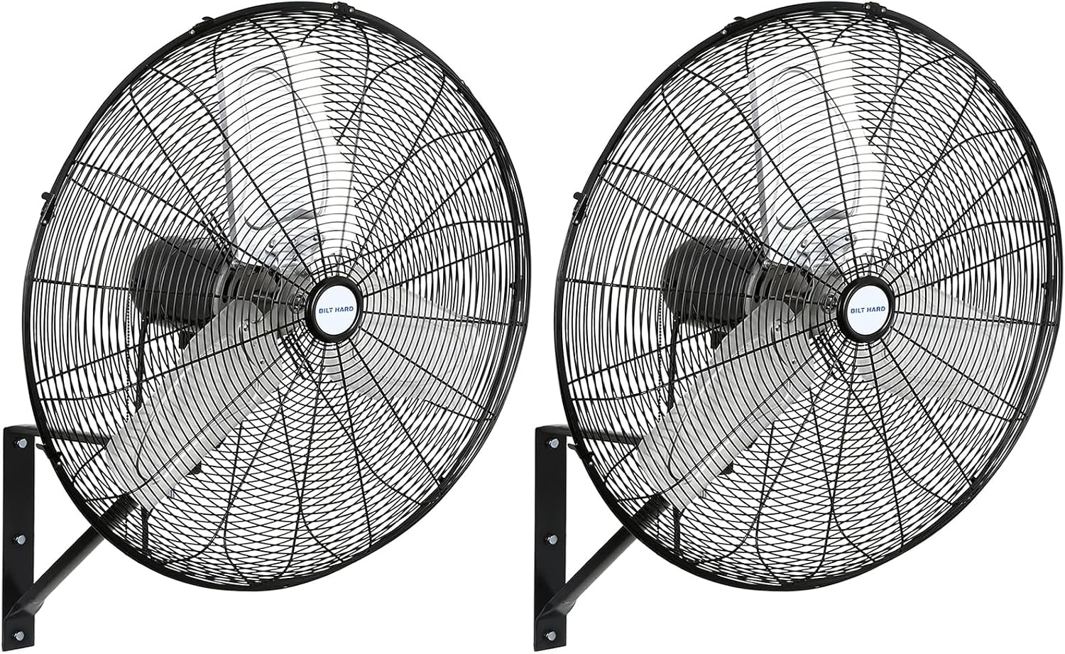 BILT HARD 6500 CFM 24in. High Velocity Industrial Wall Mounted Fan, 3-Speed Oscillating Heavy Duty Air Circulator for Commercial Use, Garage, Warehouse, Factory and Jobsite, 2 Pack