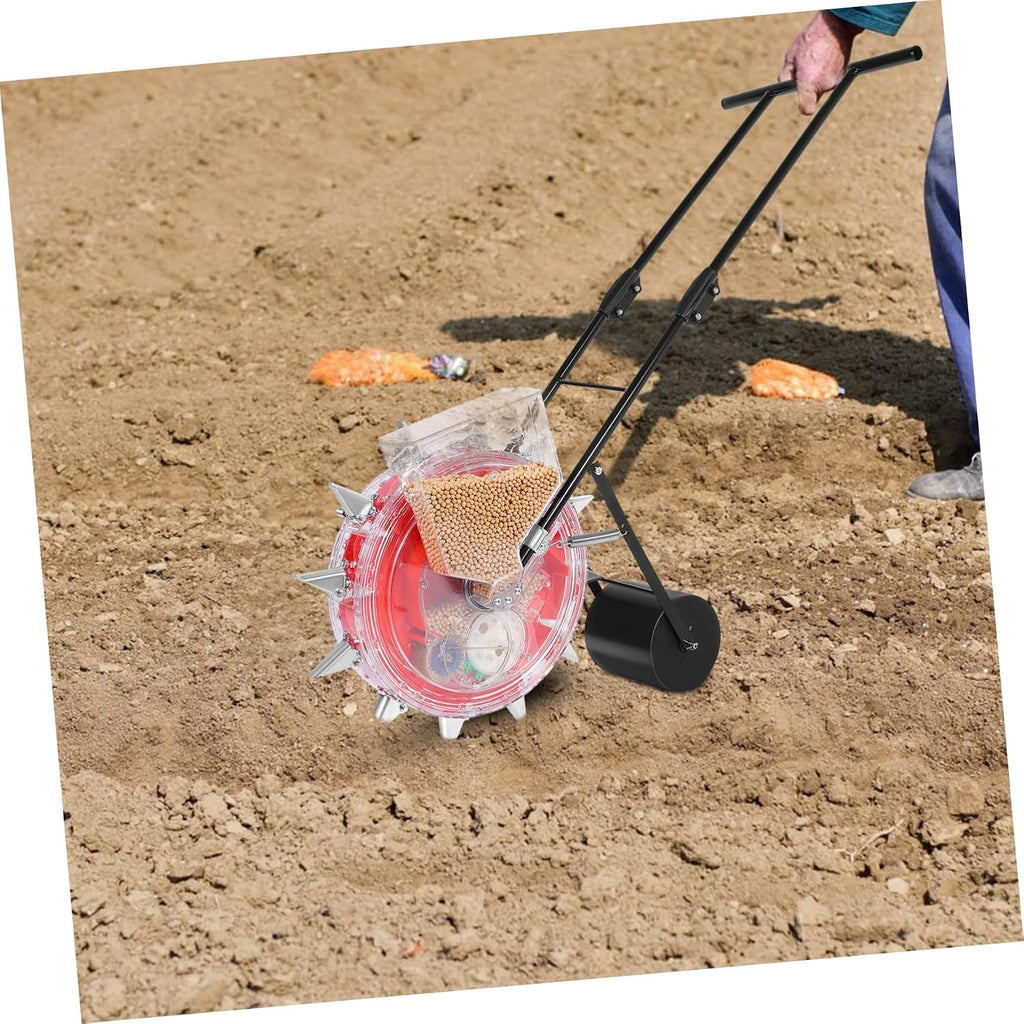 HANABASS Hand-Push Planter Multi-Functional Manual Rolling Fertilizer Applicator Precision Control for Efficient Gardening and Planting Nozzles