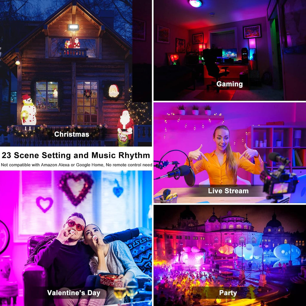 LED Flood Light Outdoor 800W Equivalent 8000LM, Smart RGB Color Changing Landscape Lighting with APP Control, IP66 Waterproof Outdoor LED Lights Daylight 5700K, DIY Scenes, Timing Floodlights, 4 Pack