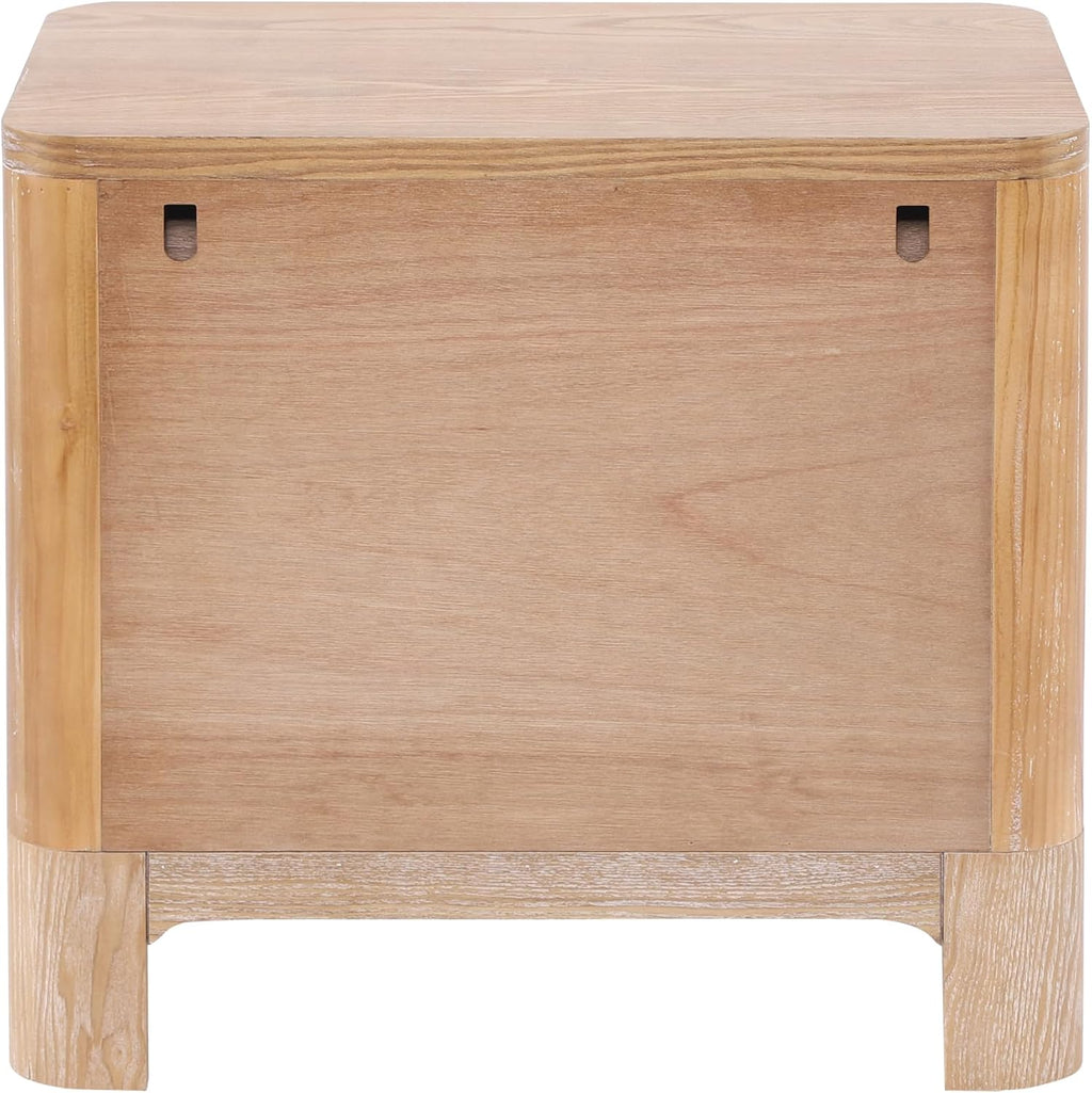 Christopher Knight Home Egbert Modern Nightstand with Drawers, Wooden Small Night Stand with Rounded Corners Design, Bedside Table/End Table for Bedroom, Multipurpose Storage Cabinet, Natural