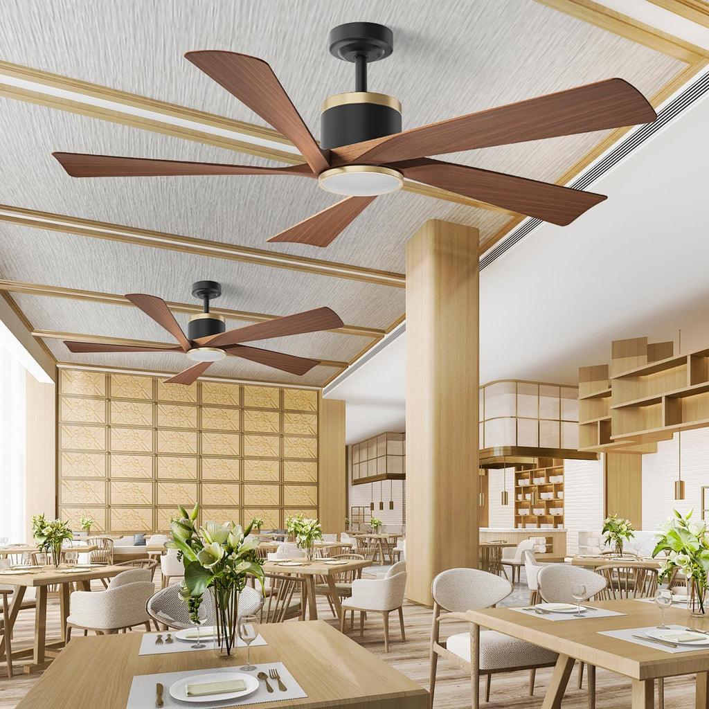TXCSLY 52'' Ceiling Fans with Lights, Modern Ceiling Fan with Remote Control, Indoor Outdoor Ceiling Fan for Living Room,Bedroom 5 Blade 3 Color Tempearture (Walnut)