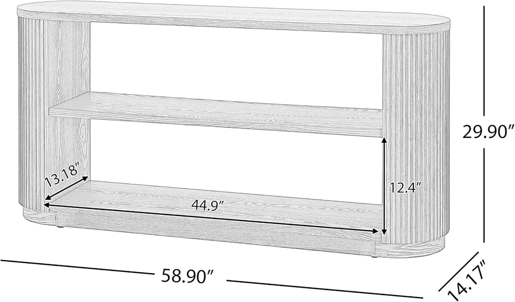 Merax Modern Entryway Console Table with Triple-Tier Storage, Slim Sofa Table with Open Shelf & Elegant Wood Grain, Multi-Functional Hallway Table for Living Room, Natural