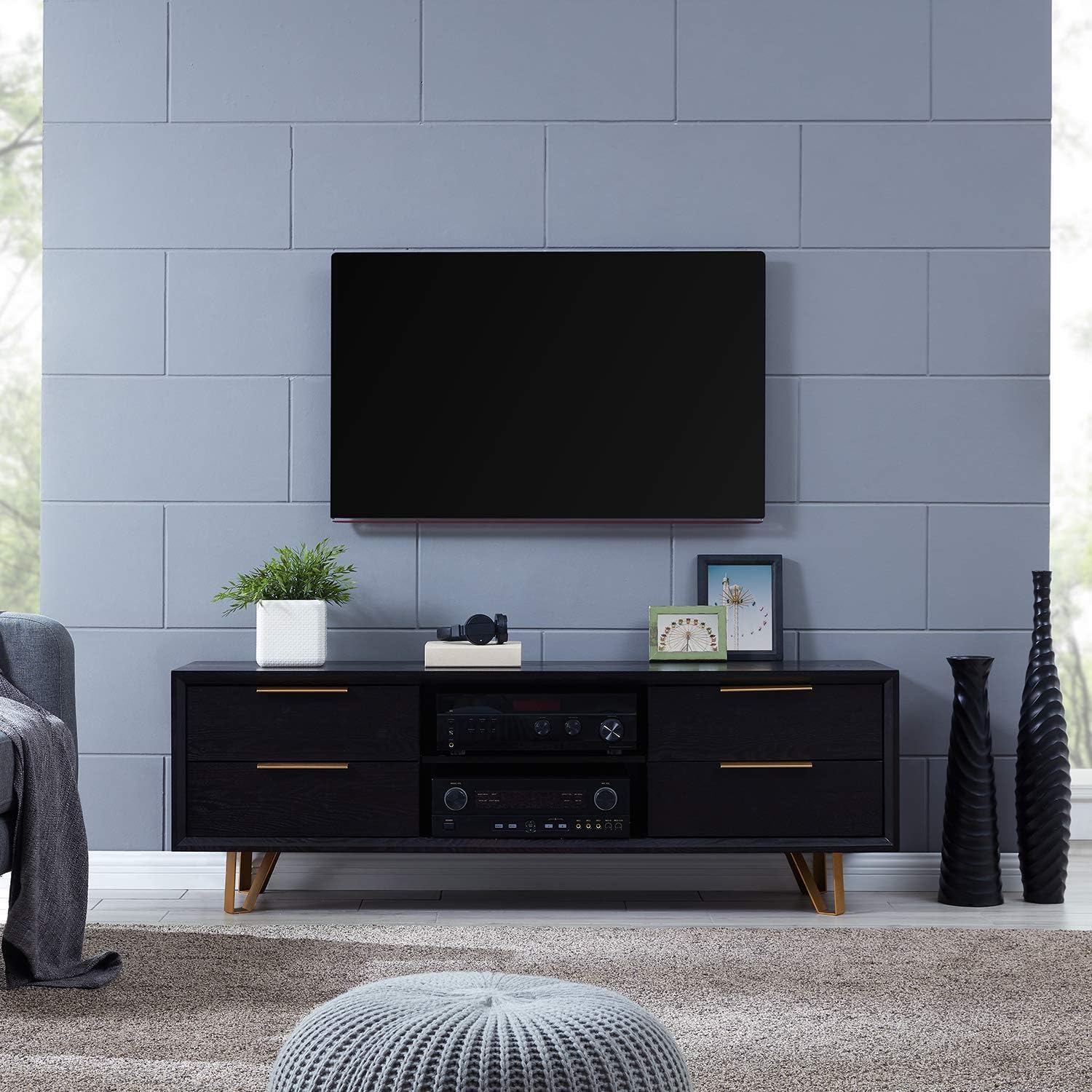 SEI Furniture Malone Black console table,