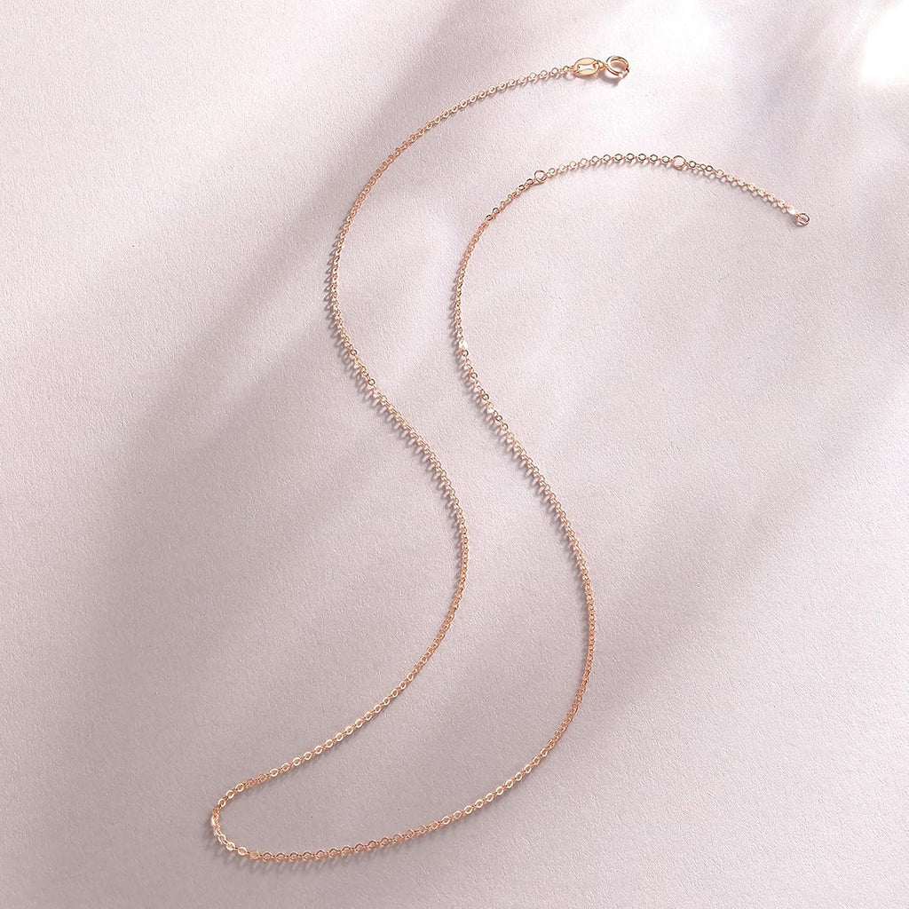 ZHOU LIU FU 18K Gold Chain Necklace for Women Cable Necklaces Dainty Choker Adjustable Thin Chains Trendy Layered Sturdy Jewelry Spring Clasp Simple Shiny Real Gold Gift