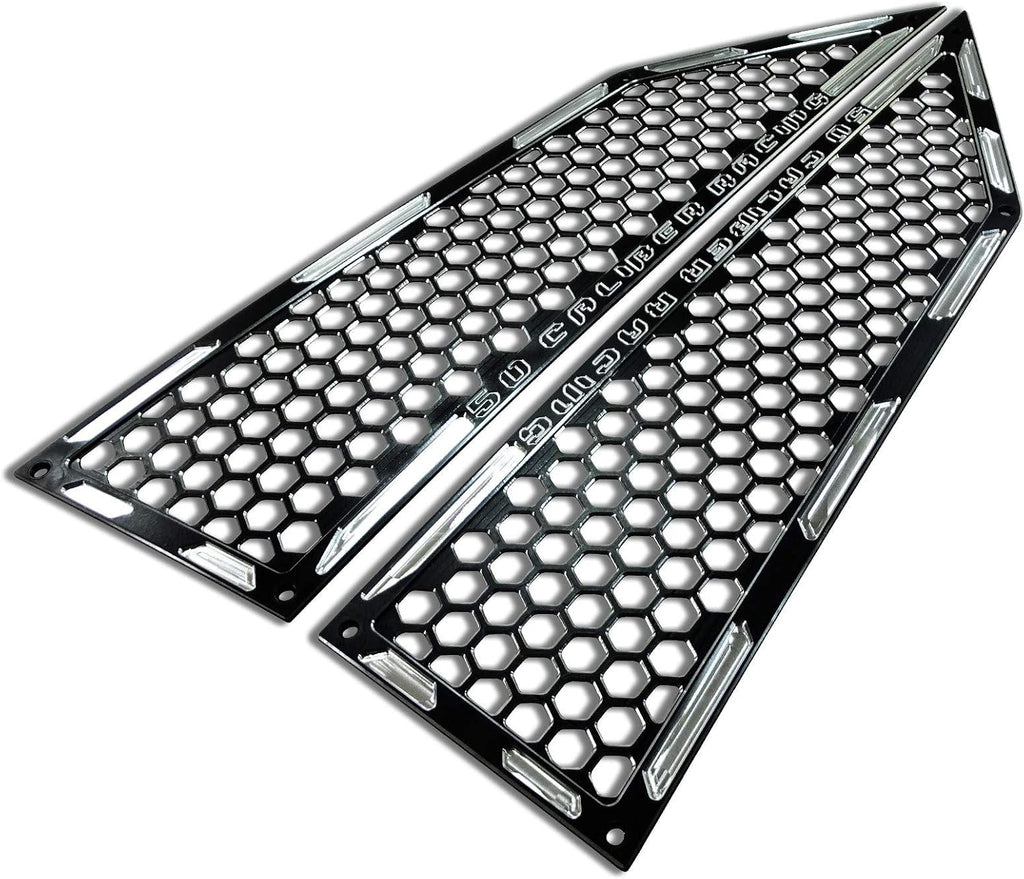 50 Caliber Racing CNC Billet Side Vent Air Intake Grill Bezel Kit with Black Powdercoat Finish fits Polaris RZR XP Turbo/Turbo S [5358A17]