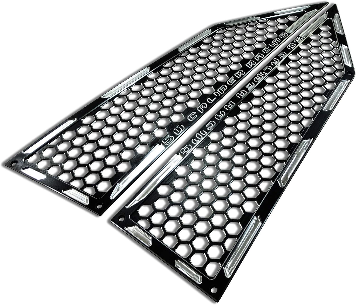 50 Caliber Racing CNC Billet Side Vent Air Intake Grill Bezel Kit with Black Powdercoat Finish fits Polaris RZR XP Turbo/Turbo S [5358A17]