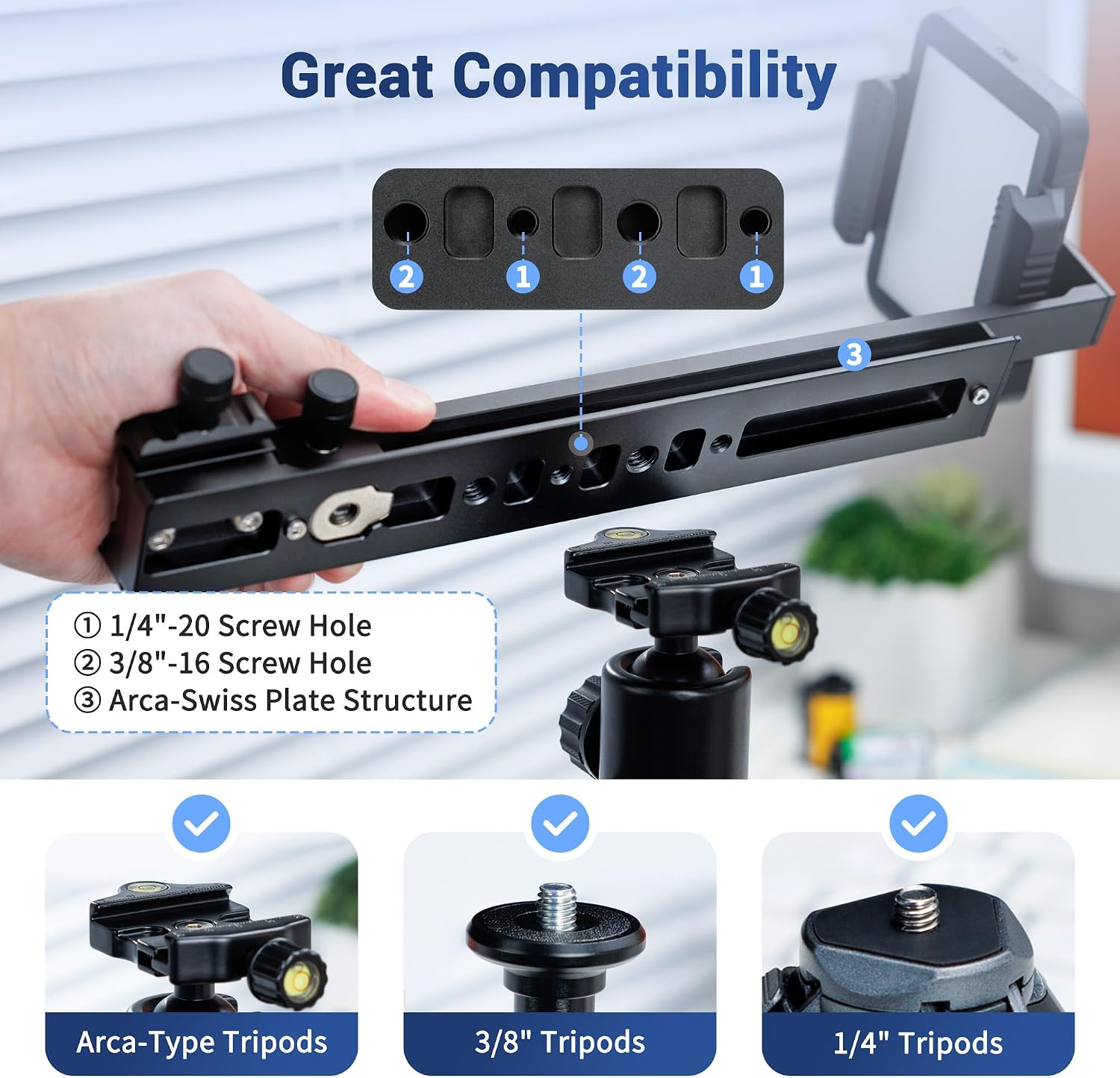 JJC Negative Film Digitizer with Durable Film Storage Pouch for 135 35mm Film, Negative to Digital Converter with Adjustable Brightness LED Backlight & Slider Rail