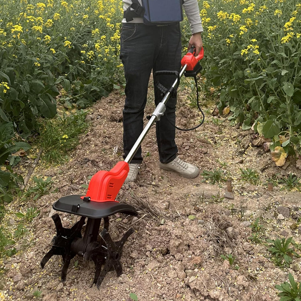 Electric Garden Cultivator Tiller, 24cm Working Depth, 2 Battery Operated, Lightweight Ergonomic Handle - Digital Display, Efficient Performance, Ideal for Gardening