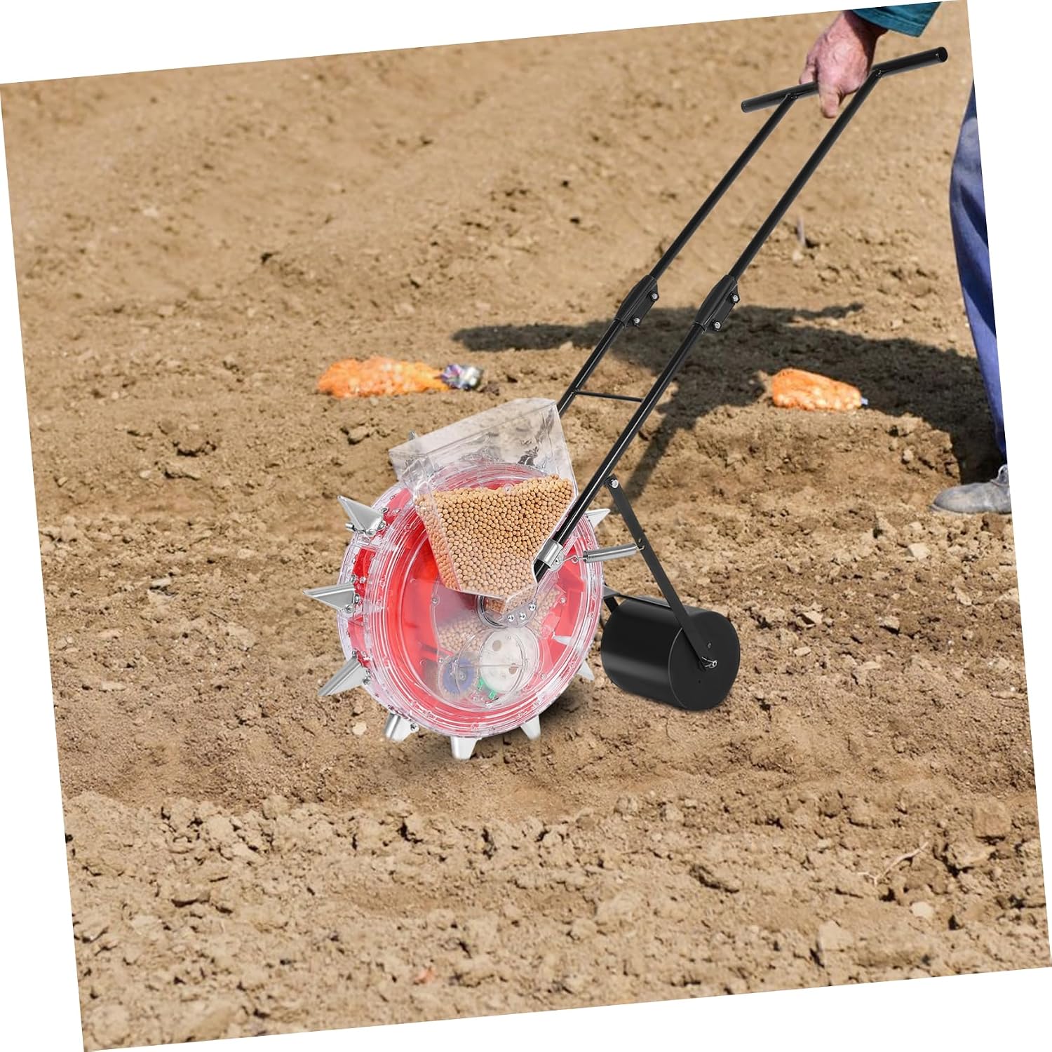 Toddmomy Hand-Push Planter Precision Roller Multi-Function Garden Tool for Sowing and Fertilizing Efficient Manual Rolling for Corn and Vegetables
