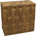 Household Essentials Woven Double Hamper, Natural Resin Weave, Strong Metal Frame, Washable Poly-Cotton Liners with Wooden Dowels, Moisture-Resistant, Easy to Assemble