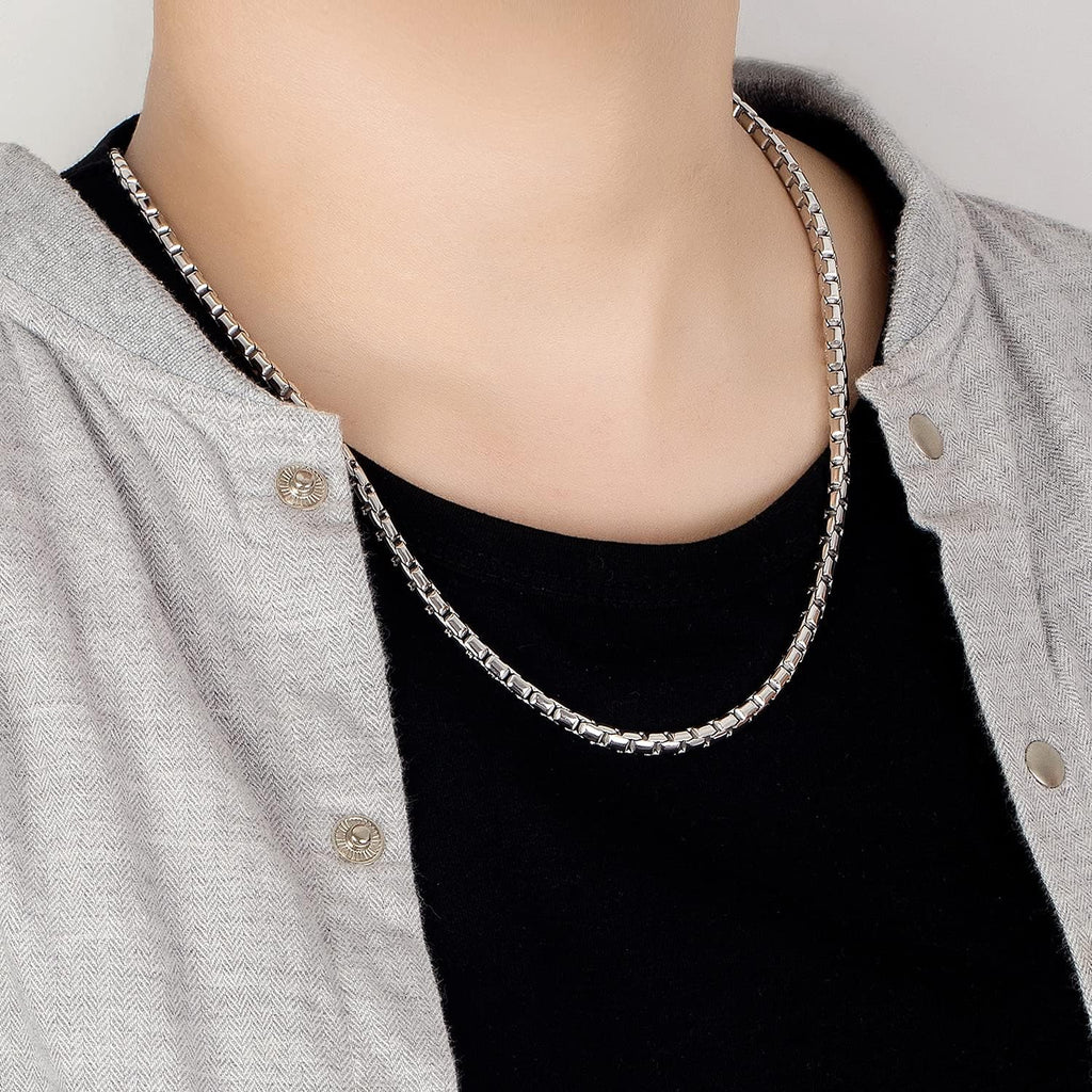 Dankadi Fashion Men 925 Sterling Silver Necklace Italy 5MM Square Rolo Link Round Box Chain Chokers 18 '20' 22 '24' 26' Fine Jewelry Gift (26 inches)