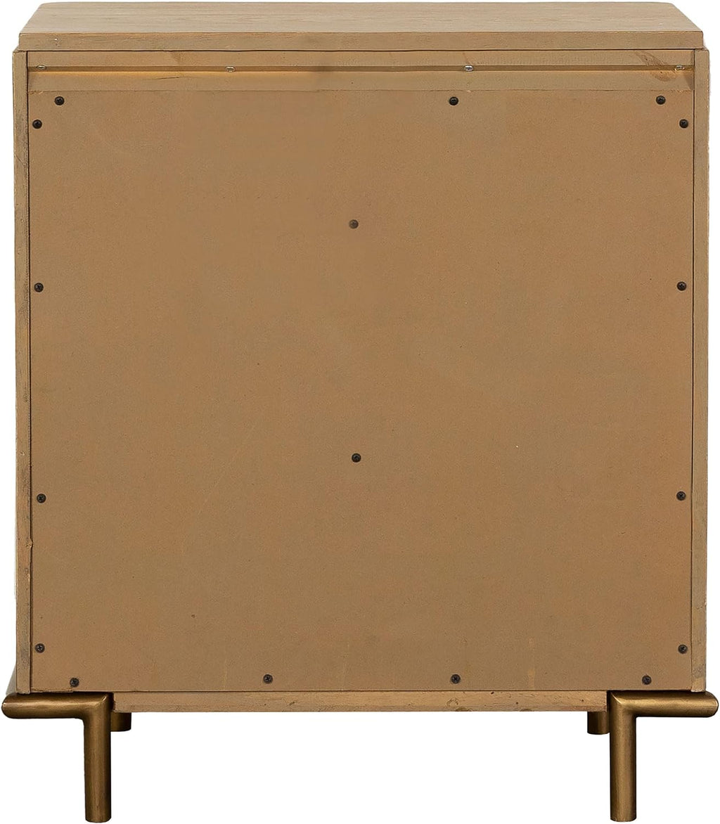 Coaster Home Furnishings - Arini - Wood - 3-Drawer Nightstand with Dual USB Ports, Felt-Lined Top Drawer, Aged Brass Round Knobs and Metal Base - Bedroom - Sand Wash - 224302