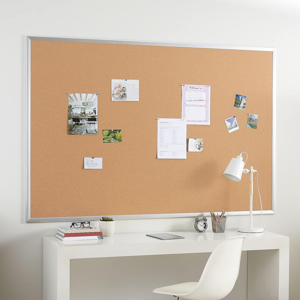 Staples Cork Bulletin Board, Oak Frame, 6'W x 4'H