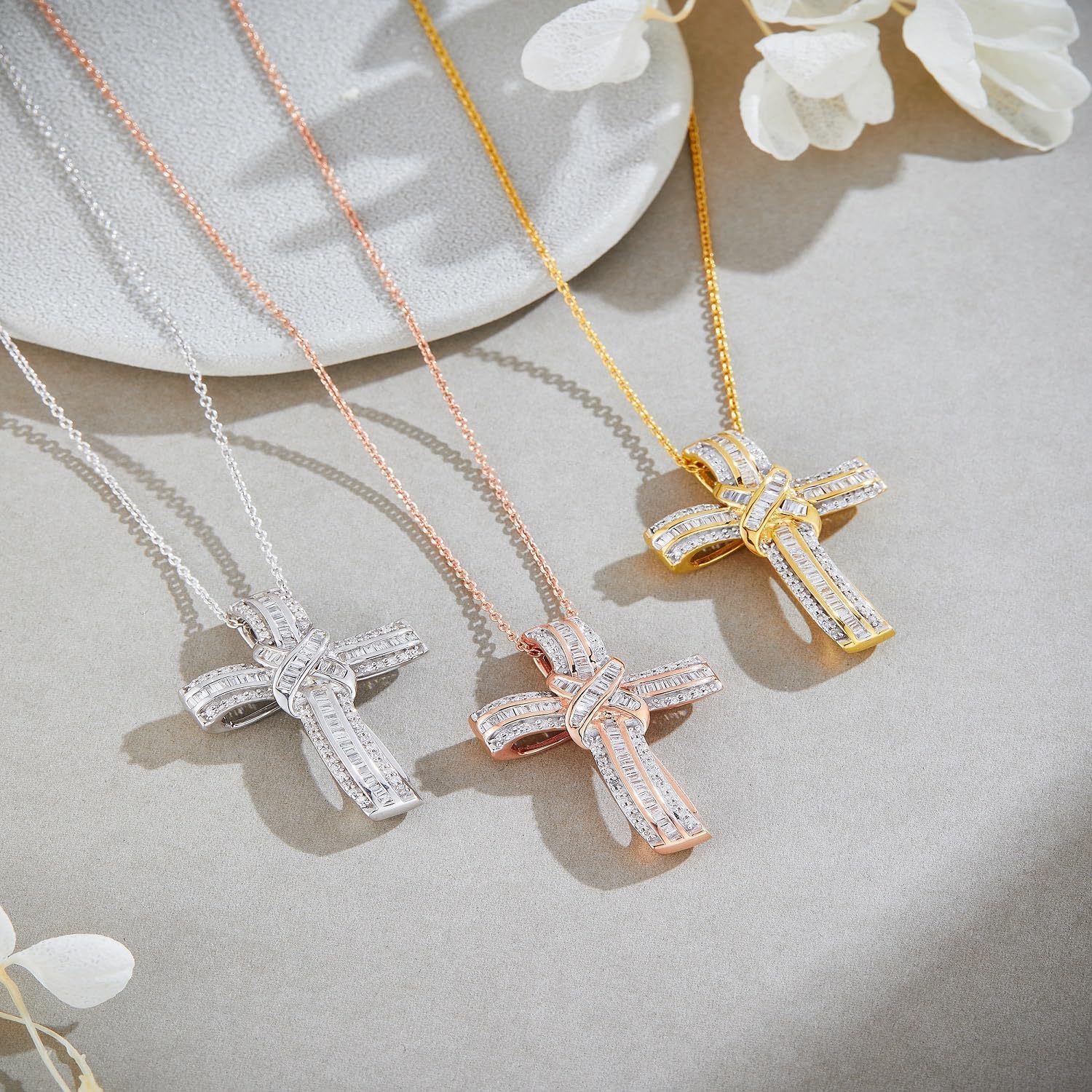 Infinity Cross Diamond Pendant Necklace for Women & Men, 1.00 Cttw Natural or Lab-Grown Diamond in 14K Gold Over 925 Sterling Silver, Religious Christian Jewelry Gift with 18' Chain