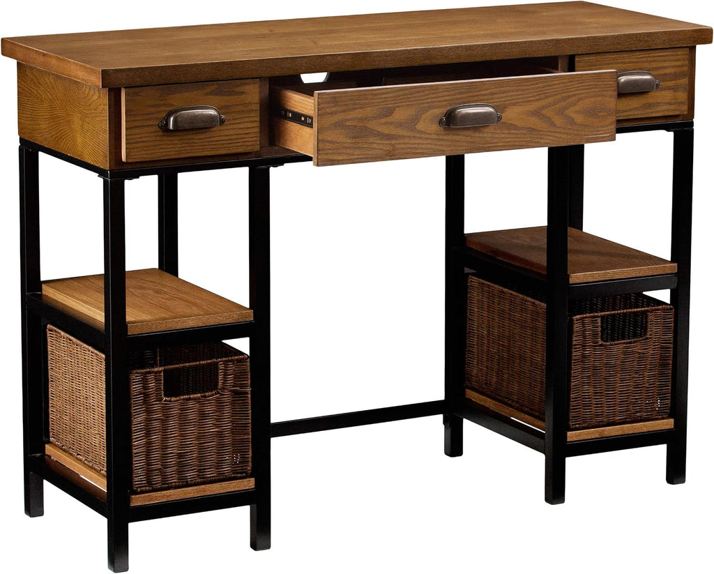 SEI Furniture 'Mirada Writing Desk 42' Wide - Weathered Gray w/ Natural Brown Finish - Broad Workspace', weathered gray/ natural brown/ black