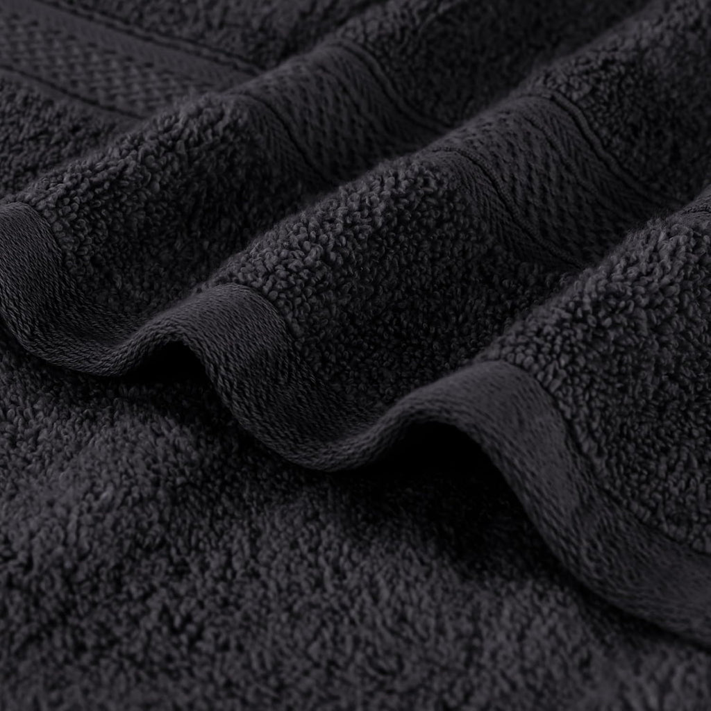 Superior Cotton Chevron 12 Piece Assorted Towel Set, Zero Twist, Quick Dry, Home Essentials, Shower, Spa, Luxury Plush Soft Absorbent Towels, Includes 4 Bath, 4 Hand, 4 Washcloth/Face Towels, Black