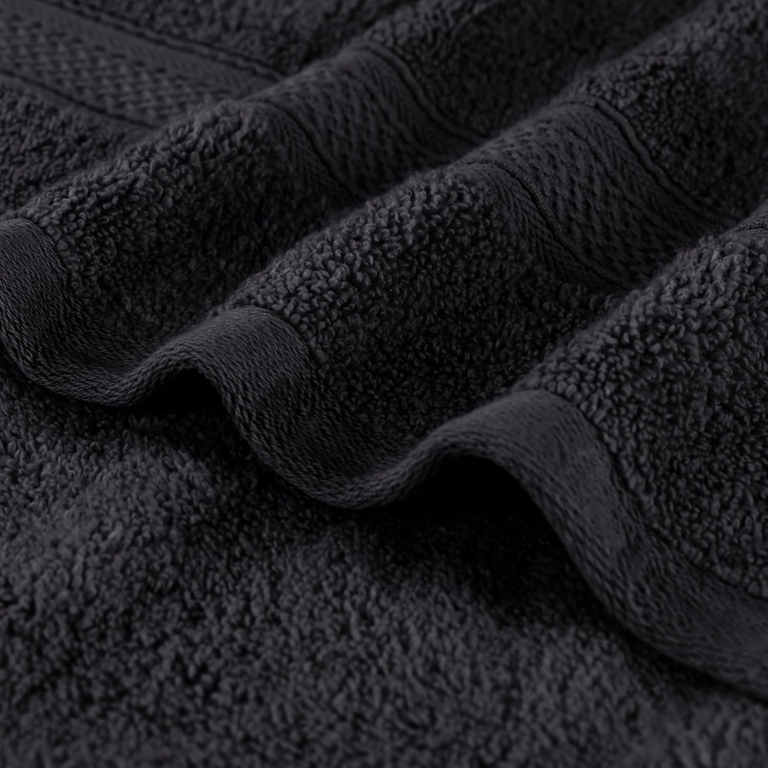 Superior Cotton Chevron 12 Piece Assorted Towel Set, Zero Twist, Quick Dry, Home Essentials, Shower, Spa, Luxury Plush Soft Absorbent Towels, Includes 4 Bath, 4 Hand, 4 Washcloth/Face Towels, Black