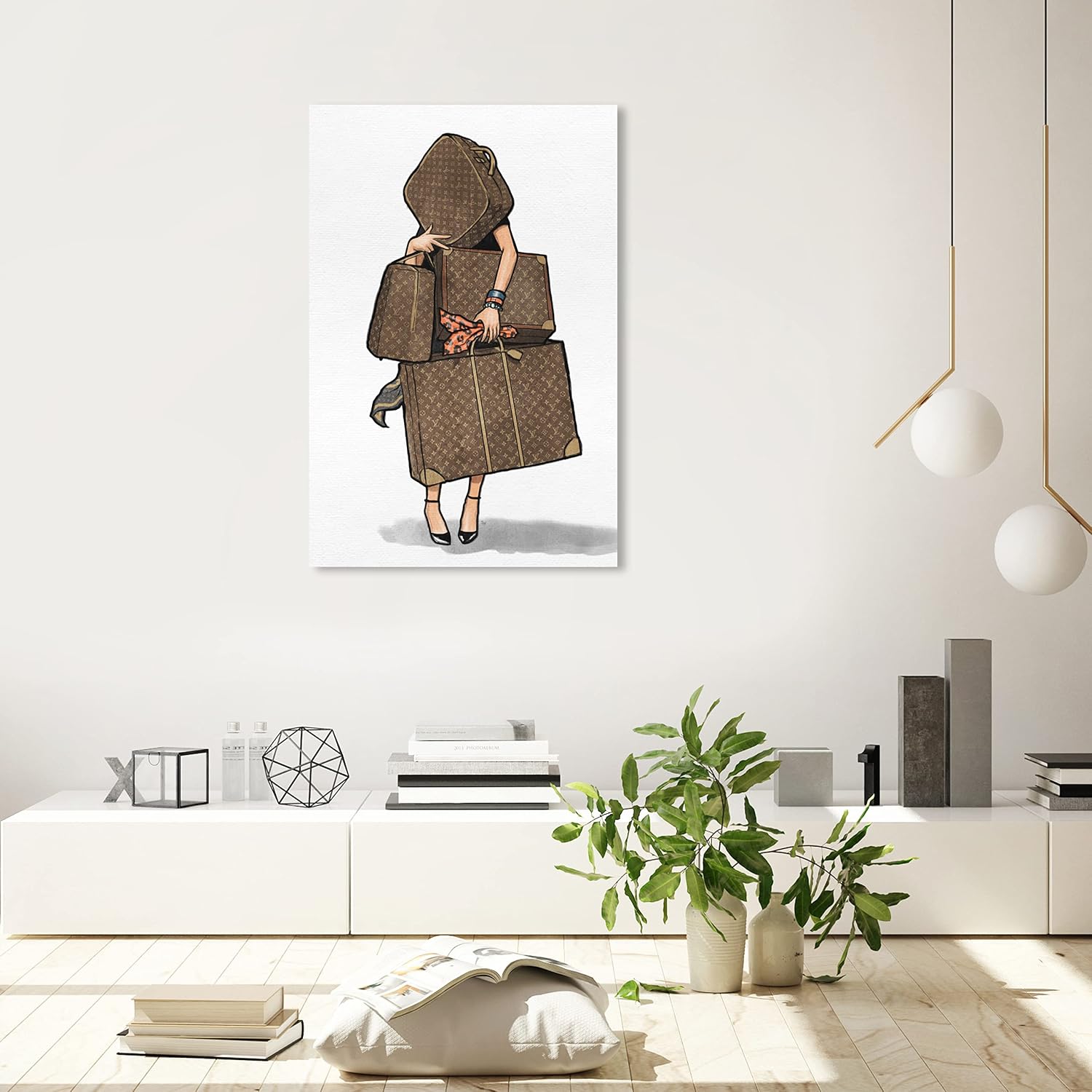The Oliver Gal Artist Co. Fashion and Glam Wall Art Canvas Prints, Bags-Orange' Travel Essentials Home Décor, 24 in x 36 in, Brown, White