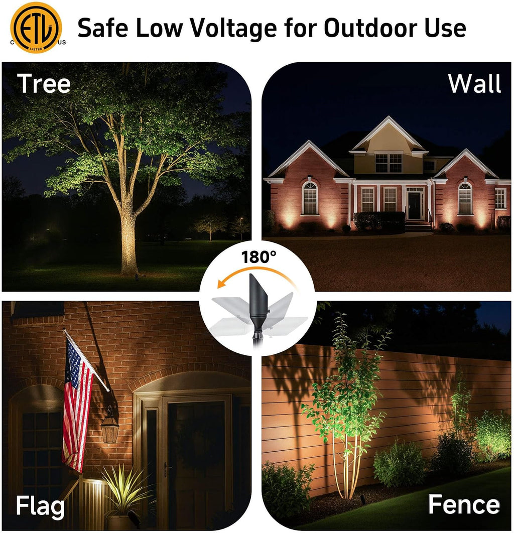 Gardenreet Low Voltage Spotlight - Outdoor Light Fixture 12V AC/DC, Brass Landscape Lights LED Hardwired, Weather Proof Bronze for Flag Wreath Without Bulbs (10 Pack)