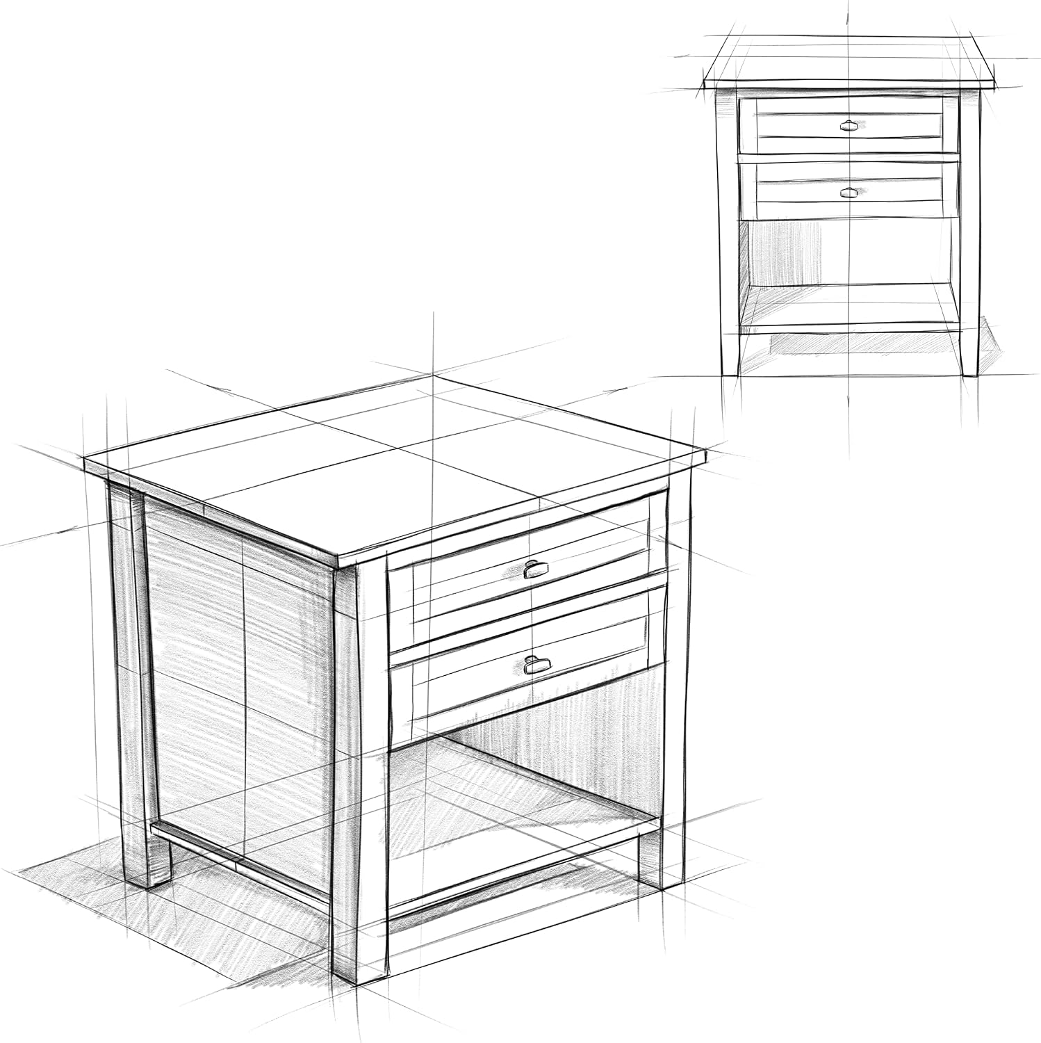 SIMPLIHOME Warm Shaker Solid Wood 24 inch Wide Transitional-Style Bedside Nightstand Tables in Hickory Brown for the Living Room and Bedroom (Set of 2)