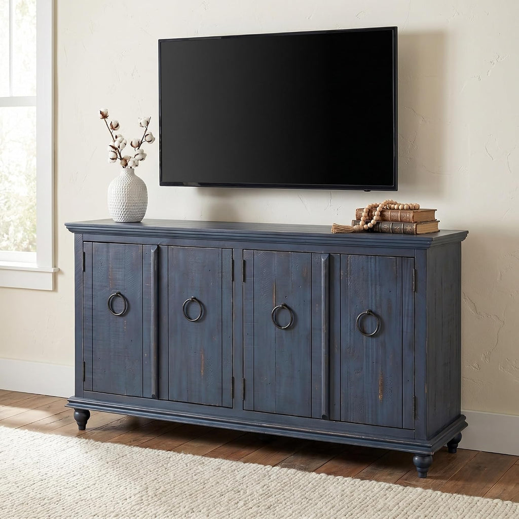 Martin Svensson Home Garden District Rustic Blue Solid Wood 65' TV Stand