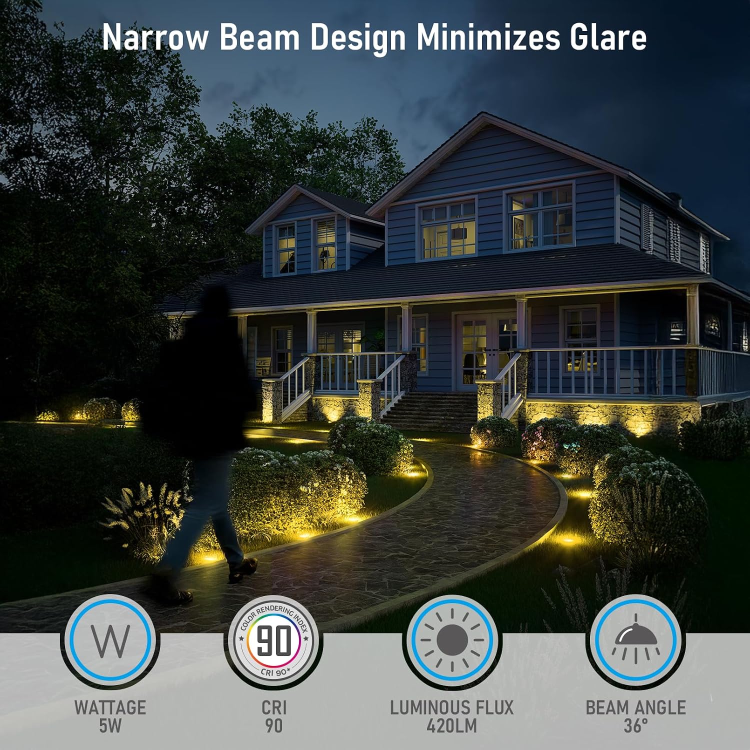 LEONLITE Dia. 4 Inch 5CCT Well Lights Landscape LED In Ground, Flat Top, 5 Color Temperature Selectable, 12-24V AC/DC CRI90 Low Voltage Outdoor Garden Landscaping, Black Aluminum Housing, Pack of 6