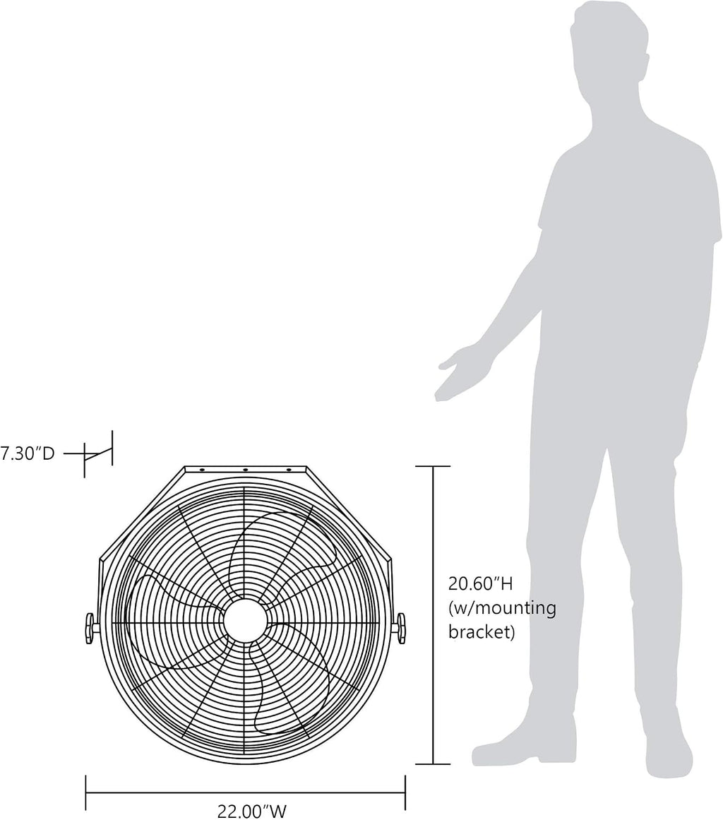 NewAir 20' High Velocity Wall Mount Fan, Heavy Duty Waterproof Outdoor Fan, Adjustable Tilt and 3 Speeds up to 4650 CFM, Pull Chain Switch | Wall Fan or Garage Fan for Indoor, Patio, Gym or Porch