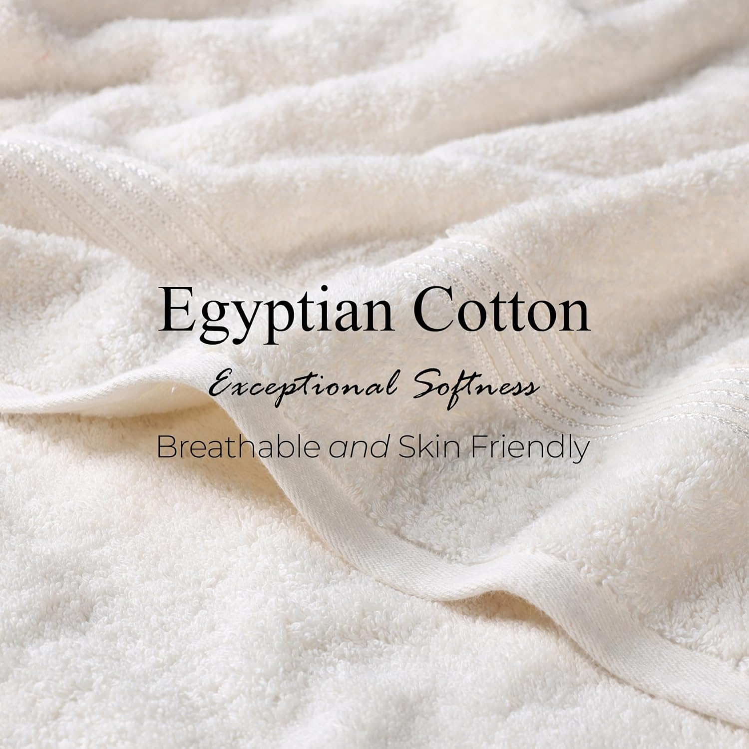 Superior Egyptian Cotton 12-Piece Towel Set, Assorted Towels for Home Bathroom, Guest Bath Decor Essentials, Includes 4 Bath, 4 Hand, 4 Face Towels/Washcloths, Quick Dry, Absorbent - Ivory