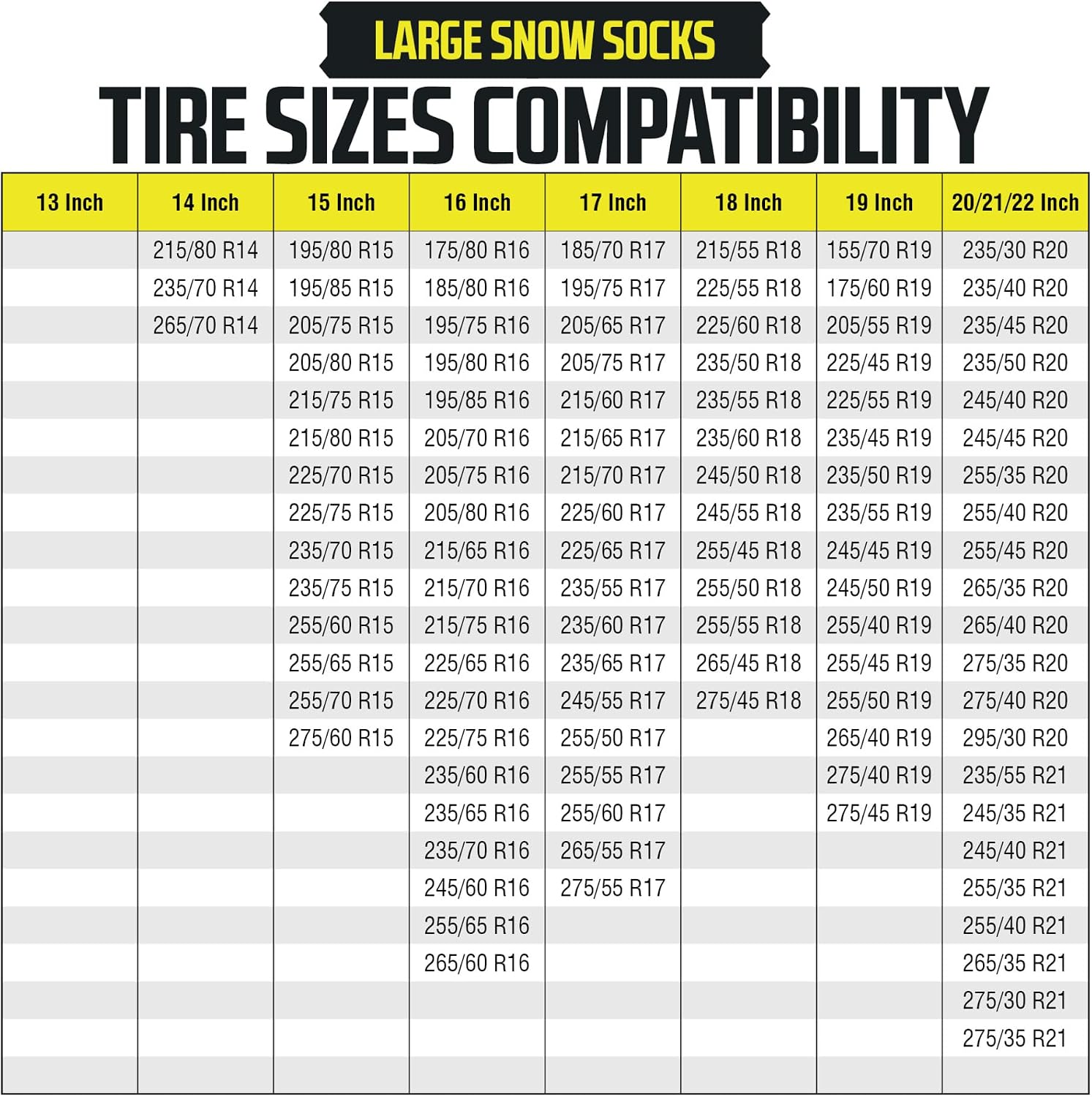 Snow Socks for Tires - Great Alternative to Tire Chains for Cars, 3D Fabric for Maximum Tire Traction & Grip, Fits SUVs, Most Subaru Models, Minivans, Pickups & Sedans (Set of 2) - Large