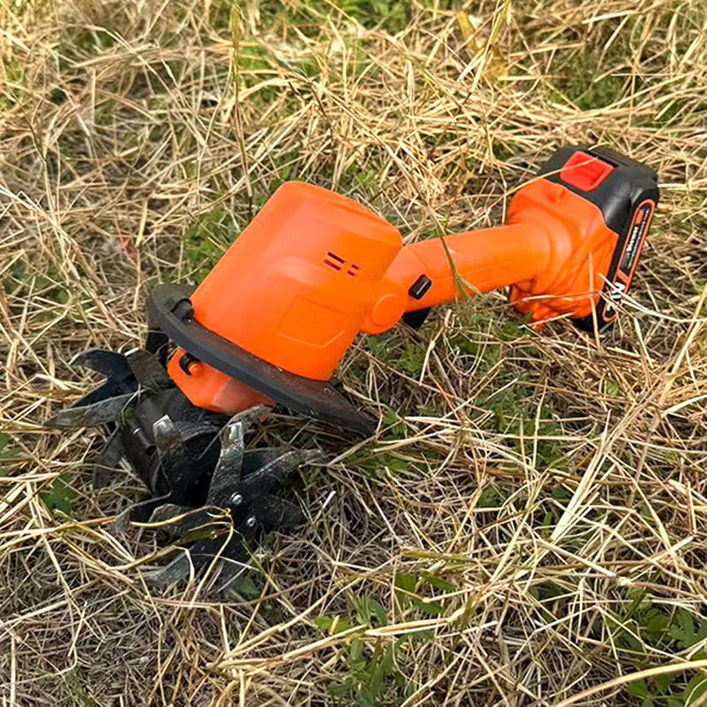 Cordless Mini Tiller Cultivator 4in Working Width, 2 X 1.5Ah Batteries, 235RPM - Strong Tillage Performance, Lightweight Ergonomic Design, Ideal for Gardening