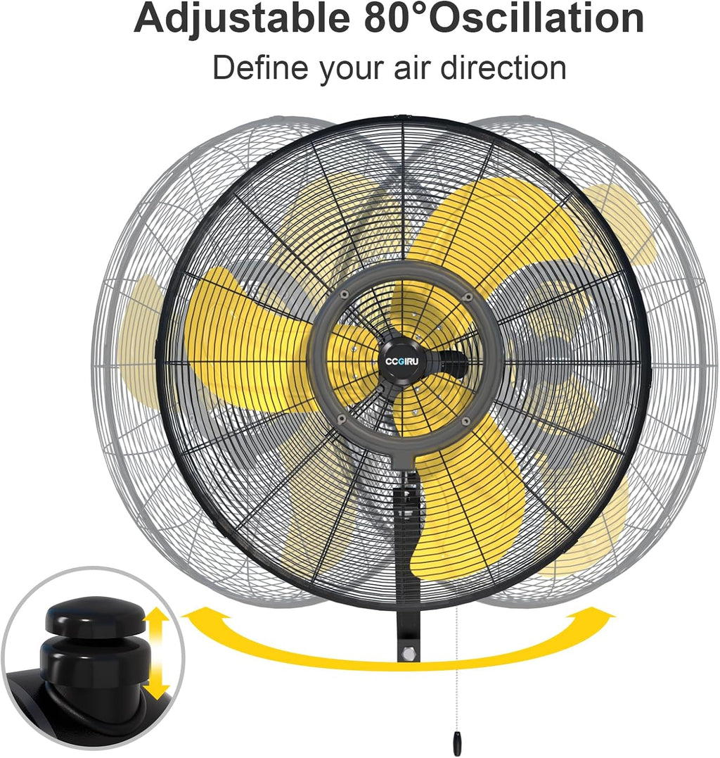 CCGIRU 9600 CFM 30' Outdoor Wall Mount Fans, High Velocity 3-Speed Waterproof Professional Oscillating Wall Fan, Heavy Duty Industrial Fan for Commercial, Garage, Warehouse, UL Listed
