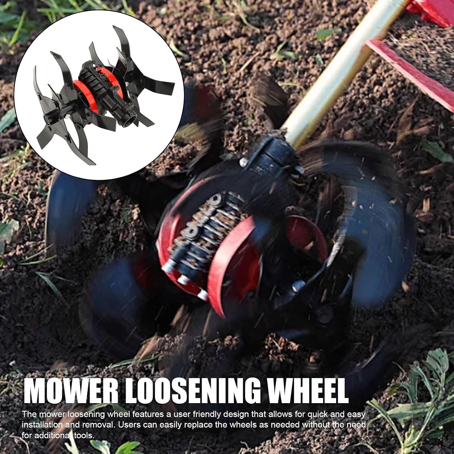 Diydeg Electric Tiller, 28mm 9 Teeth Cultivator Wheel Soil Tiller, Soil Digger and Soil Loosener for Gardening Bed and Plant Box, Garden Cultivator for Lawn, Farm
