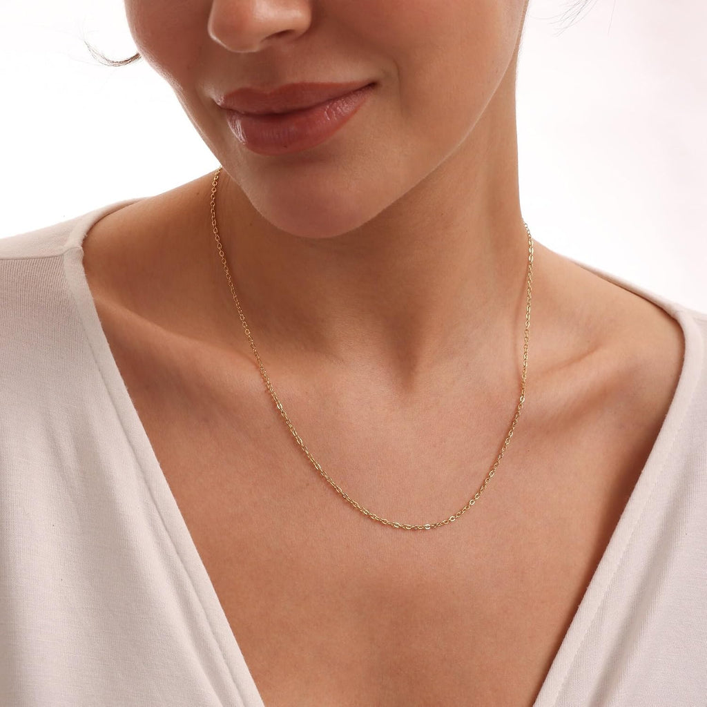 1mm Gold Box Chain Necklace 14K Gold Cable Link Chains for Women and Men Dainty Non-tarnish Necklaces Unisex Gold Jewelry Gifts Sweat Proof and Fade Resistant Lifetime Quality