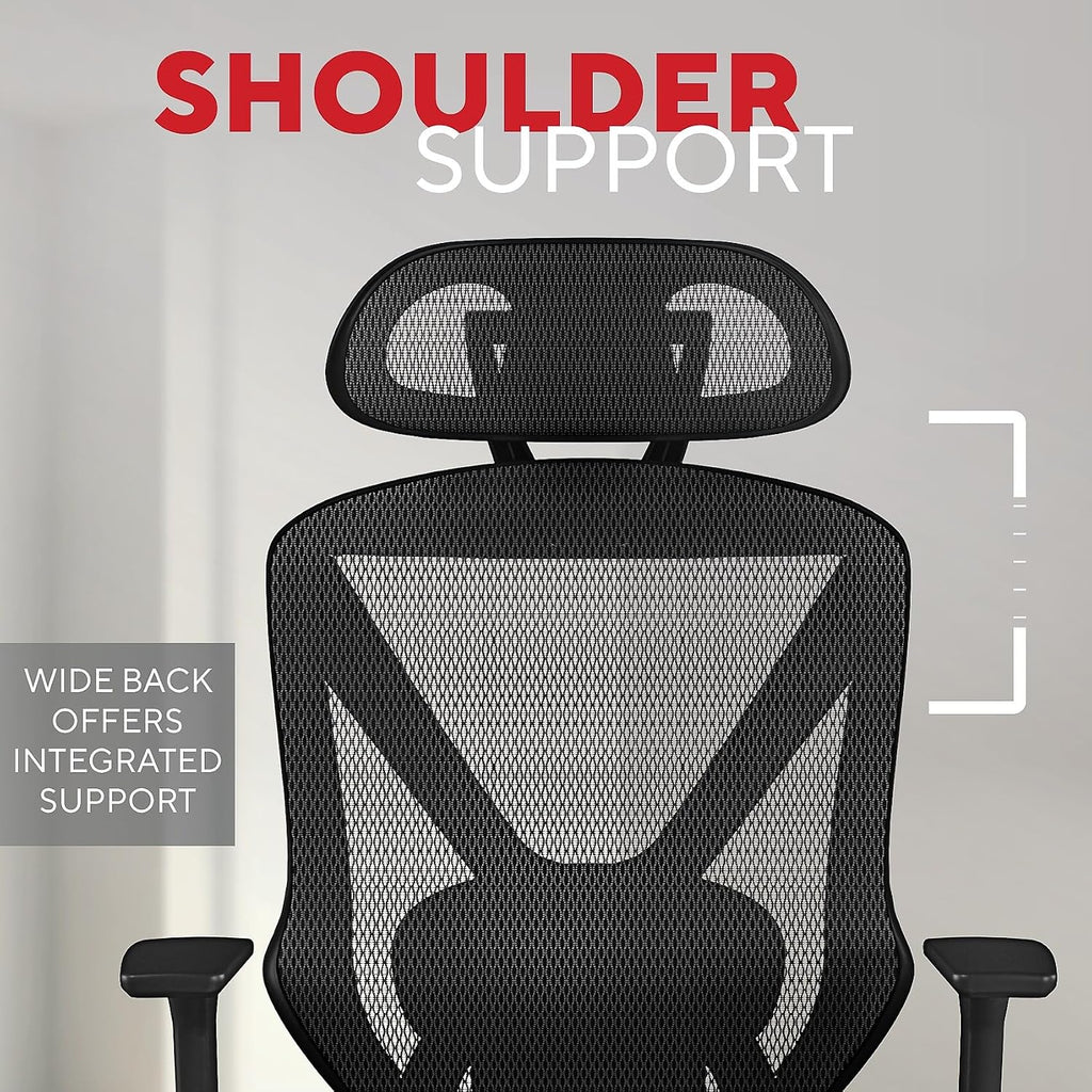 Staples Dexley Ergonomic Mesh Office Chair - Adjustable Height, Swivel Tilt, Lumbar Support, Black