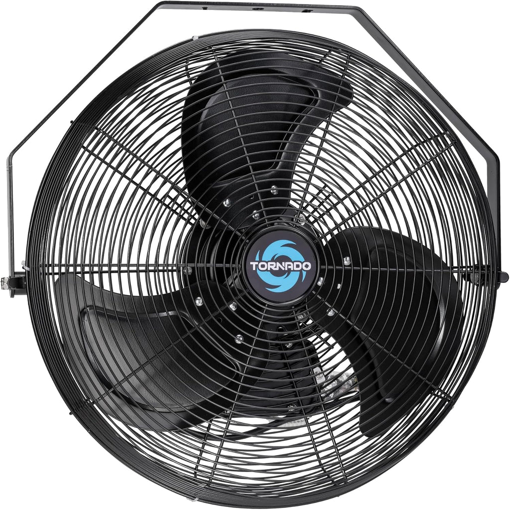 Tornado 18 Inch Outdoor IPX4 Water-Resistant Wall Mounted Fan, 3 Speed High Velocity Metal Industrial Wall Fan For Commercial, Residential and Greenhouse, 1/6 HP 6.6 FT Cord UL Safety Listed, Black