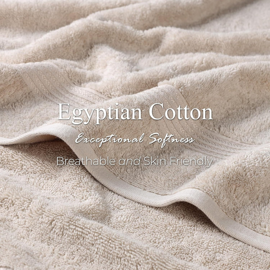 Superior Egyptian Cotton 12-Piece Towel Set, Assorted Towels for Home Bathroom, Master, Guest Bath, Decor Essentials, Includes 4 Bath, 4 Hand, 4 Face Towels/Washcloths, Quick Dry, Absorbent, Stone