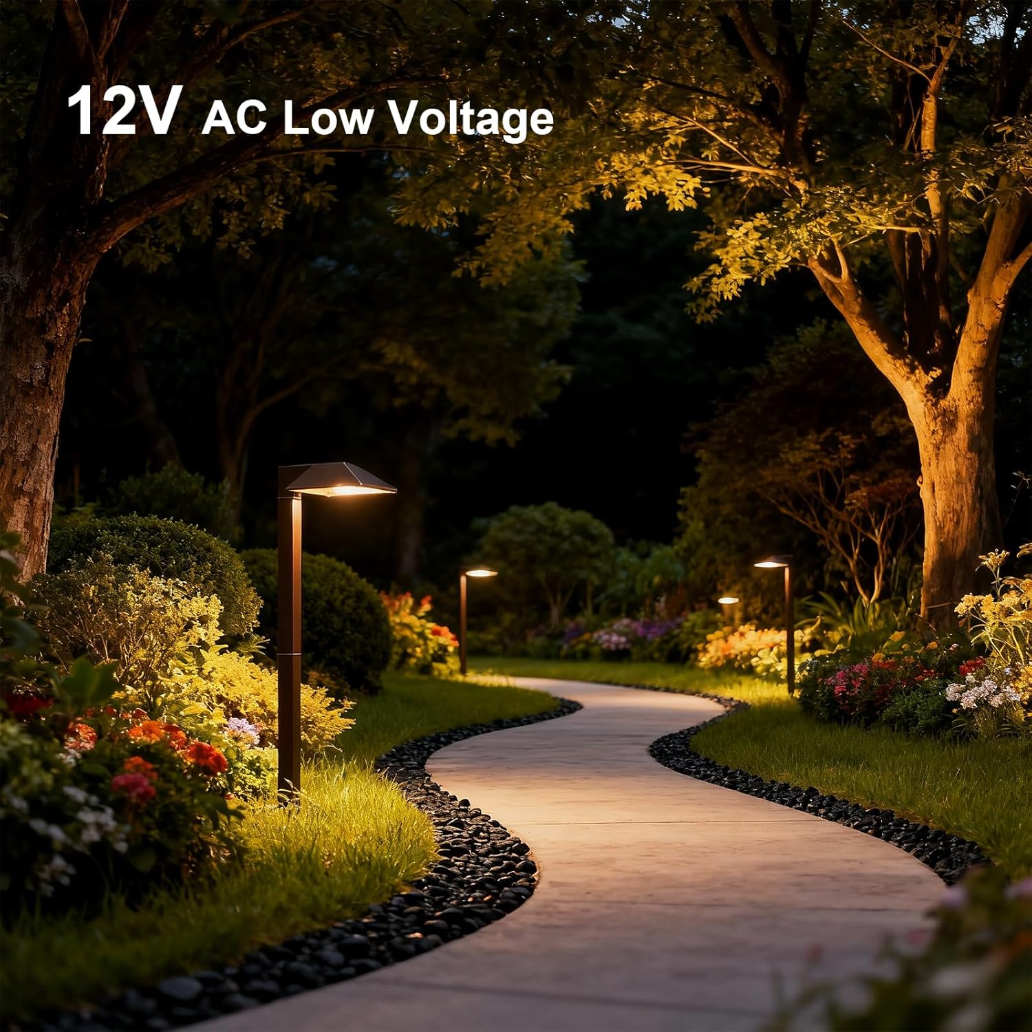GOODSMANN Low Voltage Landscape Path Lights 8PK Kit 0.6W LED Sidewalk Landscape Lighting 22 Lumen Outdoor Electric Walkway & Pathway Lights Wired Bronze Finish 3100K Warm White with Cable Connectors