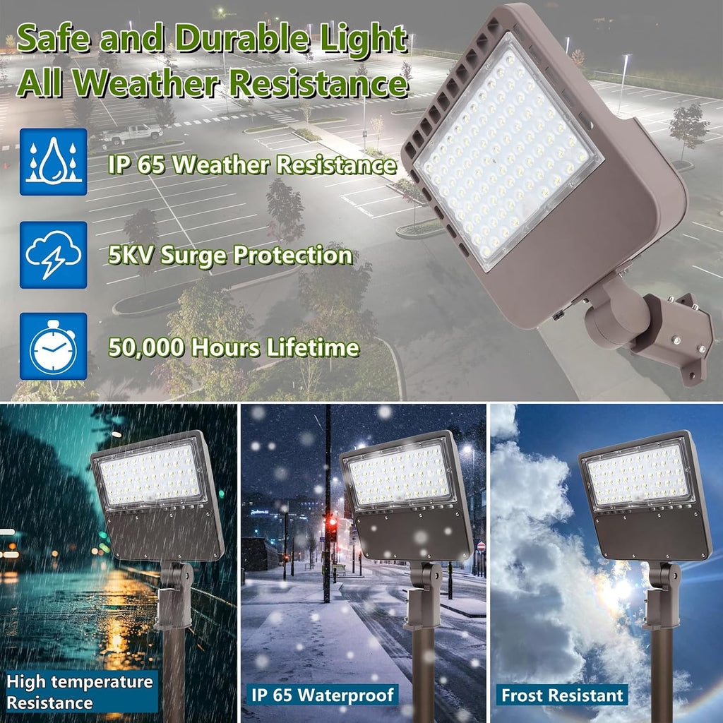 2PACK 200W LED Parking Lot Light with Dusk to Dawn Photocell, Slipfitter Mount and Wall Mount Commercial Outdoor Lighting, 100-277V 28000LM 5000K, ETL Commercial LED Security Flood Lights