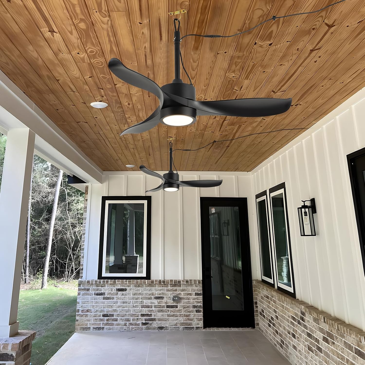 TIFEROR 42' Outdoor Ceiling Fan with Light and Remote, IP65 Waterproof Ceiling Fan for patios, Plug In with Hanging and Hook, 3-Colors LED, Lighting for Pergola, Canopy, Porch, Gazebo
