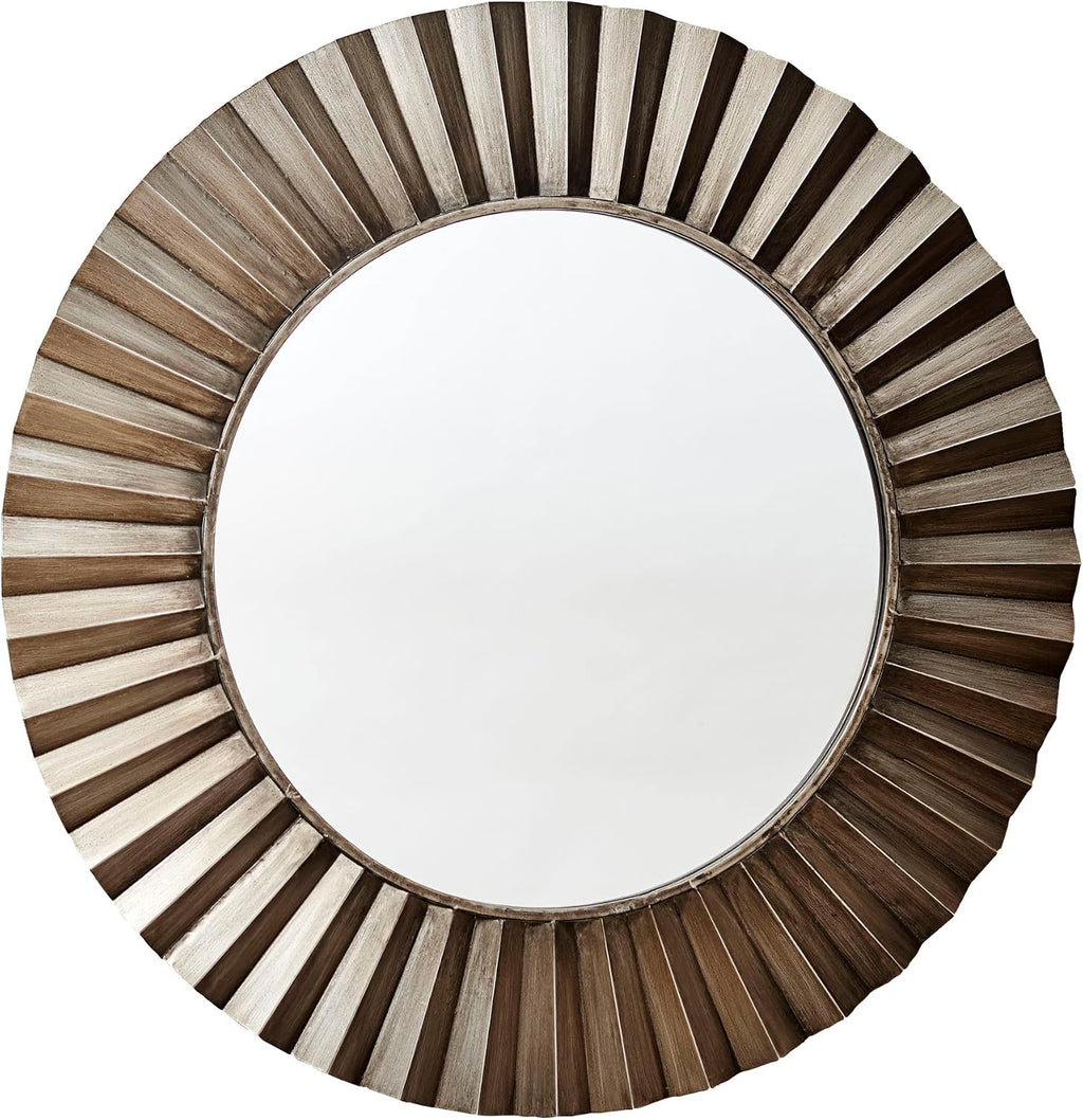 Household Essentials Round Metal Frame Decorative Sunburst Wall Mirror, Bronze