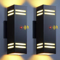 KIZON Motion Sensor Outdoor Lights 2 Pack, Dusk to Dawn Outdoor Wall Lights Black Exterior Lighting Fixtures with E26 Base, Modern Sconce Motion Detector Lights for House Porch