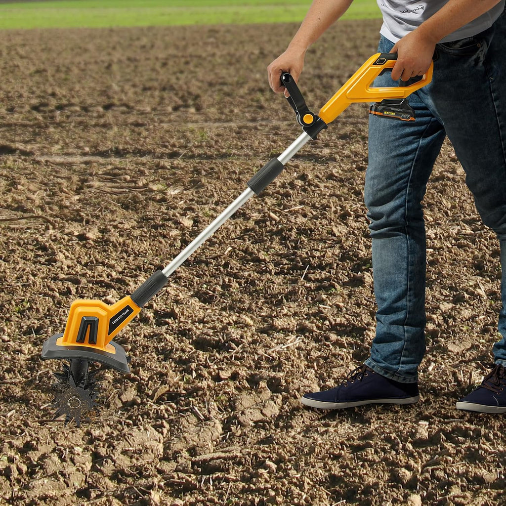 Cordless Tiller Cultivator, Electric Garden Tiller w/270 RPM, 8.7' Tilling Width, 6.3' Depth, Portable Rotary Tillers, for Plowing, Weeding, Turning Over The Soil