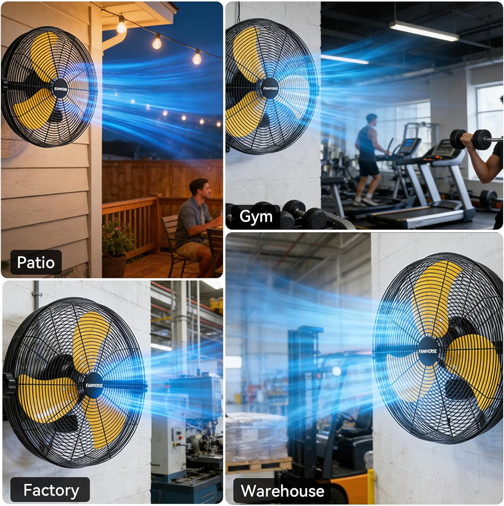 2PCS 18 Inch Wall Fan Pro Series - 4900 CFM 3 Speed High Velocity Industrial Wall Mount Fans for Commercial, Residential, Warehouse, Covered Patio, Shop, Garage, Barn, Gazebo UL Safety Listed