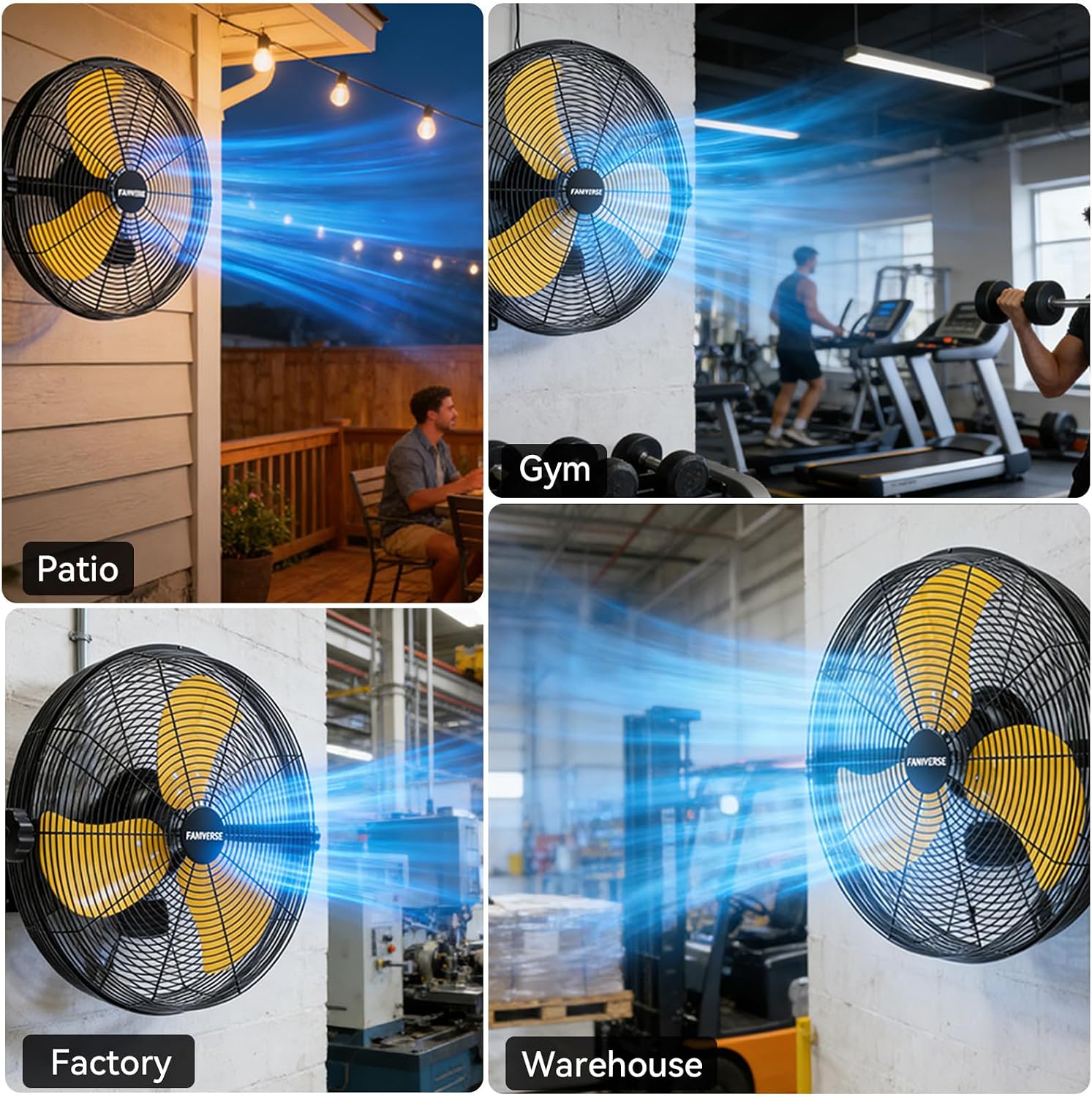 2PCS 18 Inch Wall Fan Pro Series - 4900 CFM 3 Speed High Velocity Industrial Wall Mount Fans for Commercial, Residential, Warehouse, Covered Patio, Shop, Garage, Barn, Gazebo UL Safety Listed
