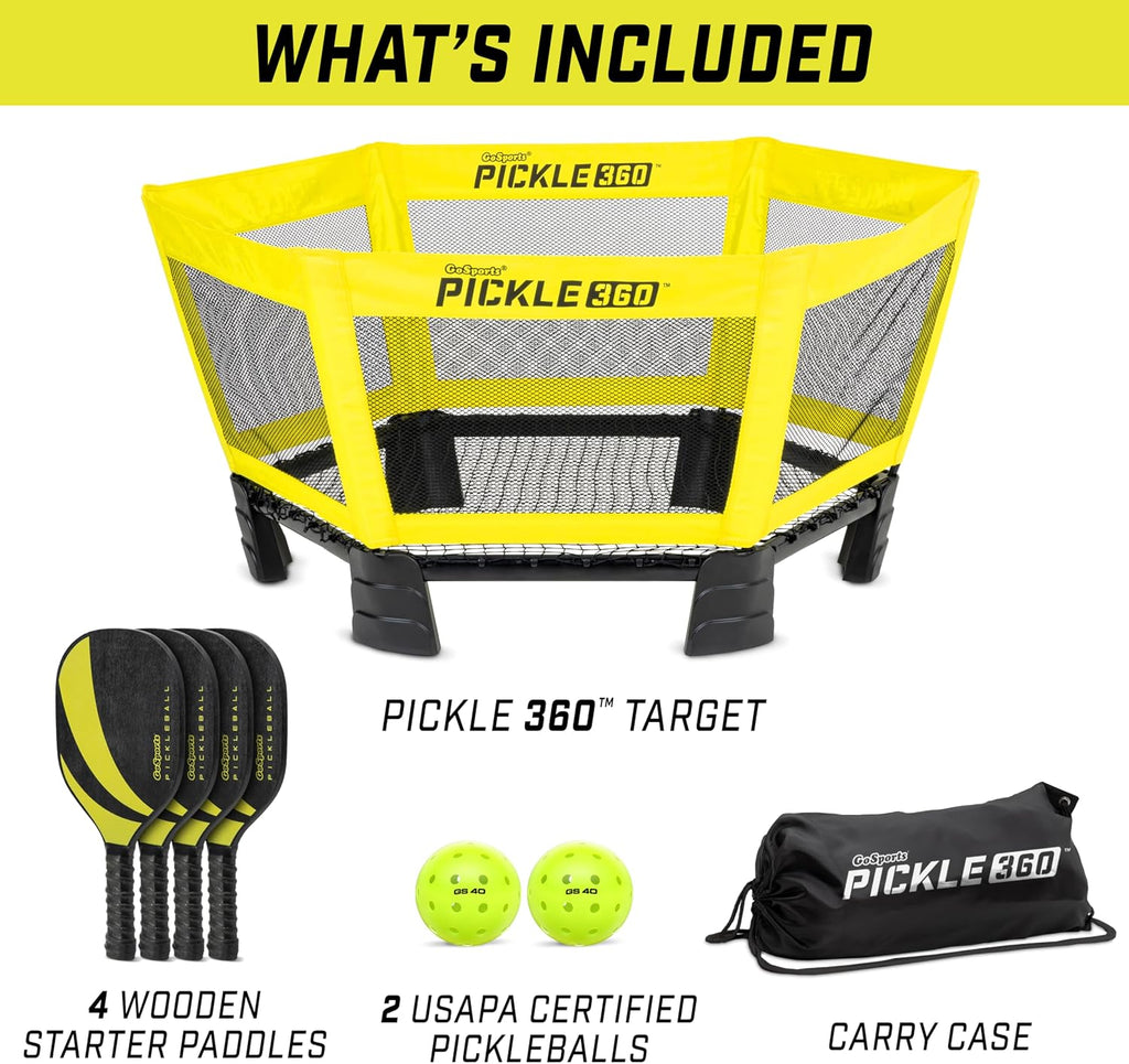 GoSports Pickle 360 Game Set – Pickleball Without a Court – Outdoor Lawn, Beach, and Backyard Paddle Ball Game