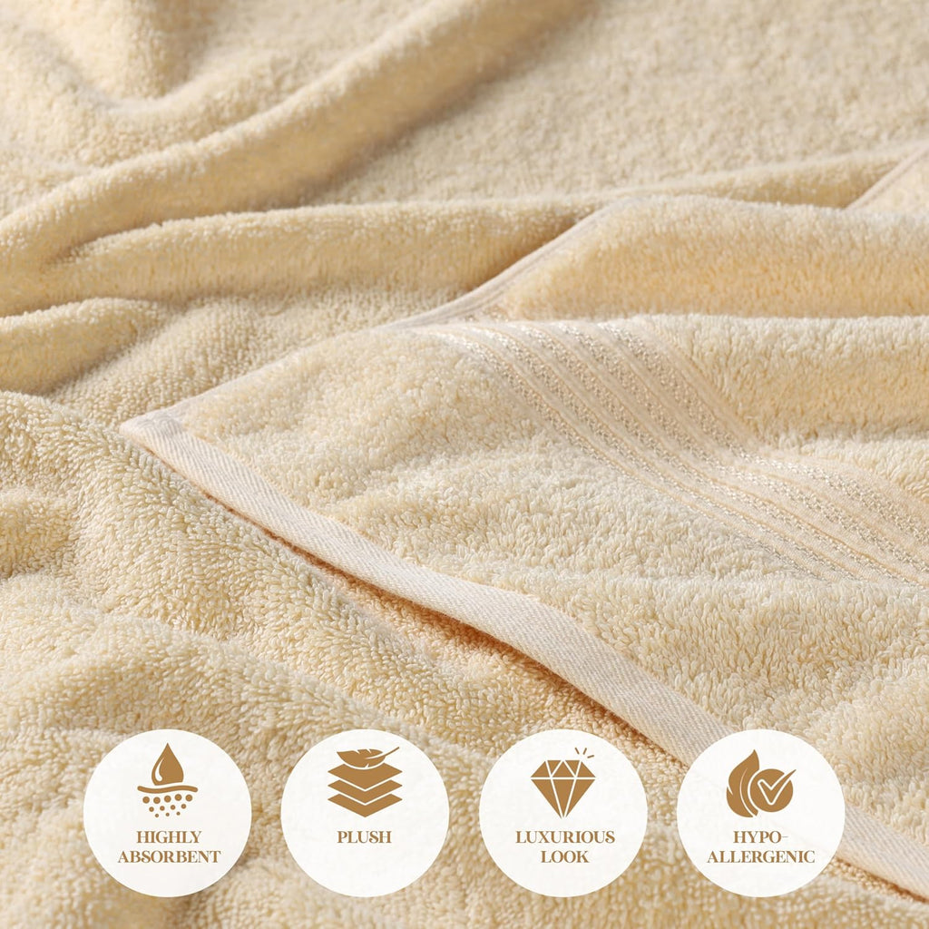 Superior Egyptian Cotton 12-Piece Towel Set, Assorted Towels for Home Bathroom, Guest Bath Decor Essentials, Includes 4 Bath, 4 Hand, 4 Face Towels/Washcloths, Quick Dry, Absorbent - Canary