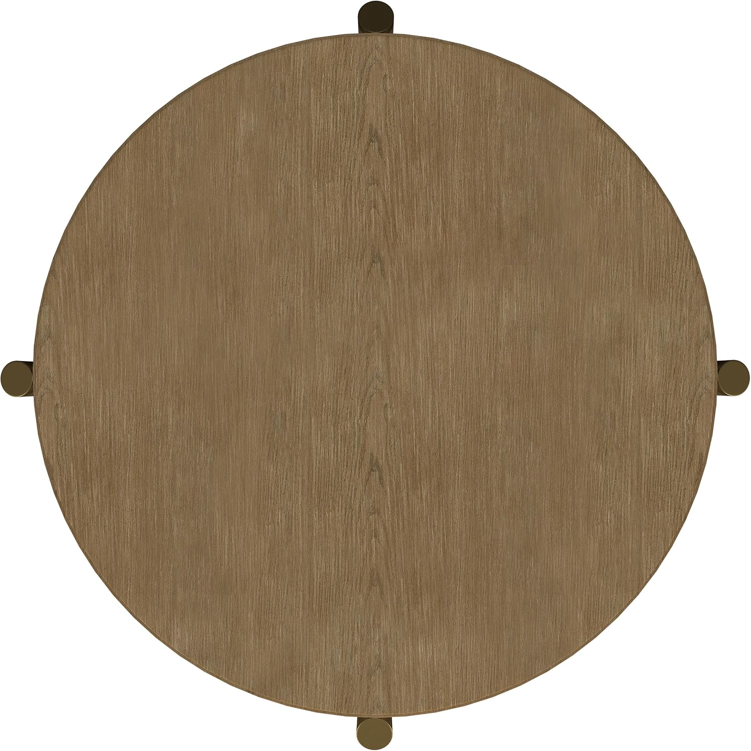 Coaster Home Furnishings - Arini - Wood and Metal - Round End Table with Dual-Tier Design, Woven Rattan Shelf and Aged Brass Legs - Living Room - 26-Inch - Sand Wash - 706187
