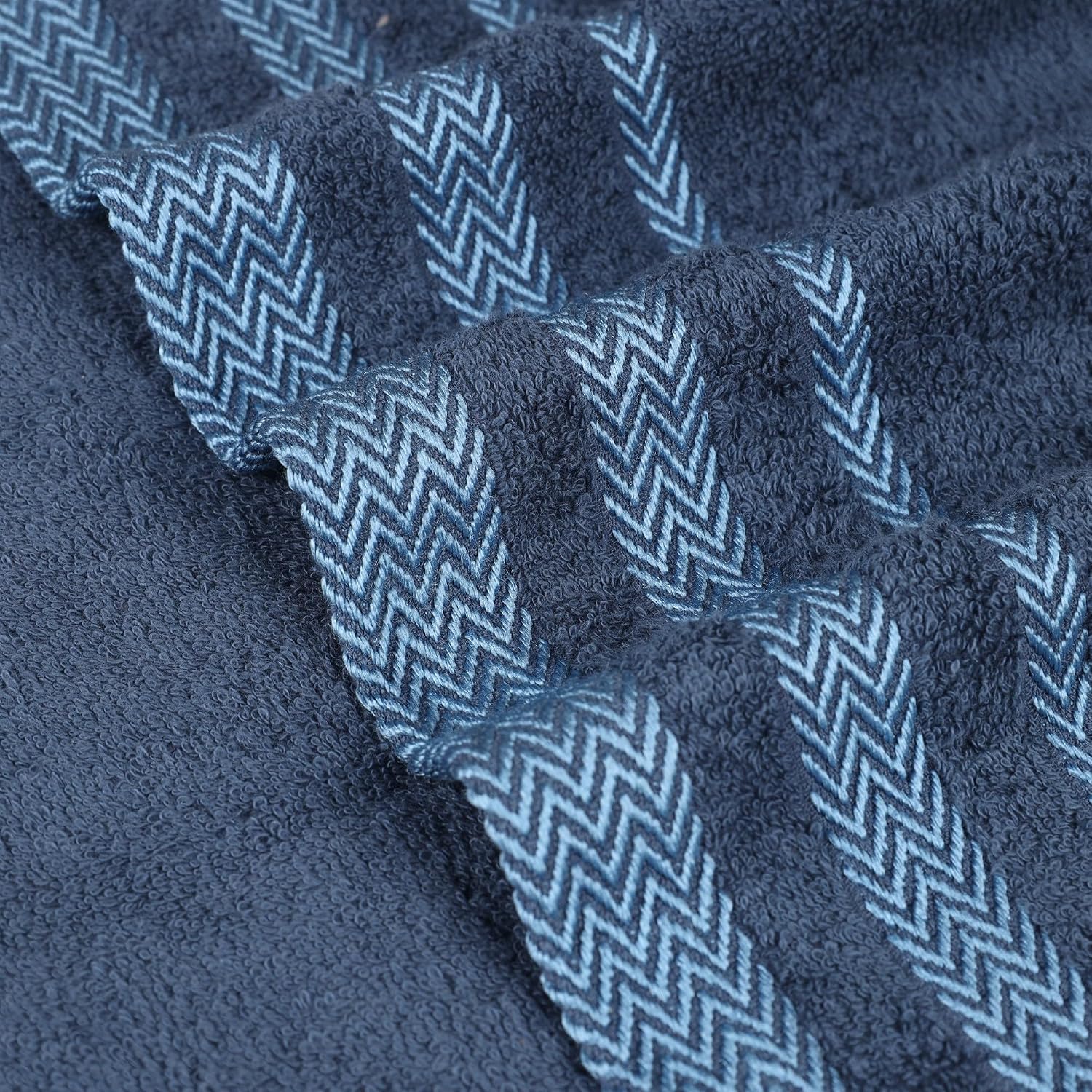 Superior Cotton 9 Piece Towel Set, Plush Soft Absorbent Towels, Bathroom Essentials, Shower, Luxury, Quick Dry, Includes 3 Bath, 3 Hand, 3 Washcloth/Face Towels, Hays Collection, Navy Blue